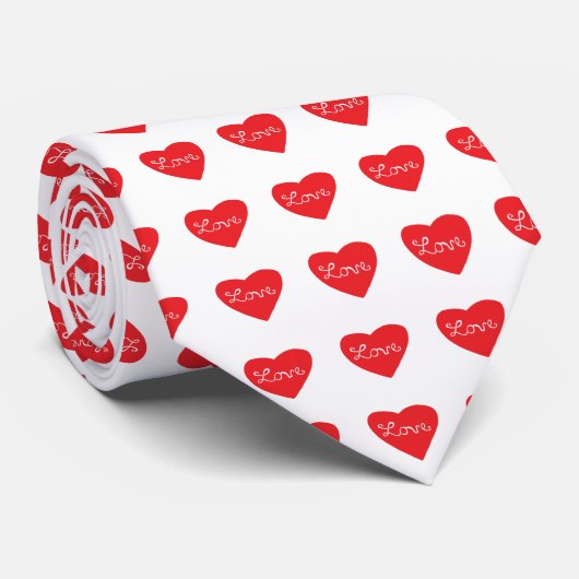 Red Liebe Heart Krawatte (Gerollt)