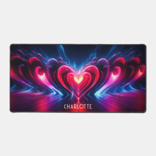 Red Liebe Heart Moderner Personalisierter Name Schreibtischunterlage