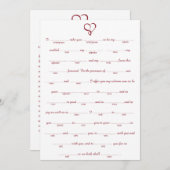 Red Liebe Heart Wedding Libs Game (Vorne/Hinten)