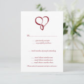 Red Liebe Heart Wedding RSVP Cards (Stehend Vorderseite)