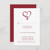 Red Liebe Heart Wedding RSVP Cards (Vorne/Hinten)