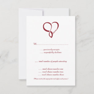 Red Liebe Heart Wedding RSVP Cards Karte