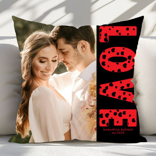 Red Liebe Hearts Couples Foto Valentines Kissen