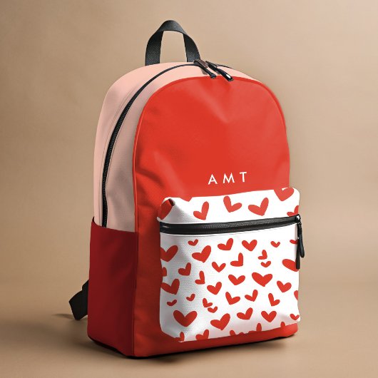 Red Liebe Hearts Gingham Karierter Personalisierte Bedruckter Rucksack