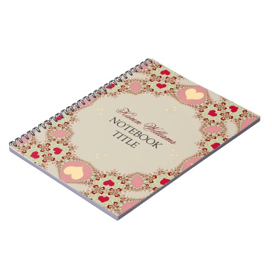 Red Liebe Hearts Pastel Lace Notebook Notizblock (Linke Seite)