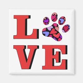 Red LIEBE Herausgefülltes Cat Paw Fun Geschenk Magnet