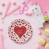 Red Liebe Herzmuster Valentine Name Party Pappteller (Party)