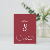 Red Liebe Infinity Wedding Tischnummer Cards (Stehend Vorderseite)