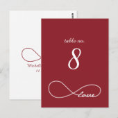 Red Liebe Infinity Wedding Tischnummer Cards (Vorne/Hinten)