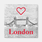 Red LIEBE LONDON Embossed Tower Bridge Magnet (Vorne)