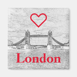 Red LIEBE LONDON Embossed Tower Bridge Magnet