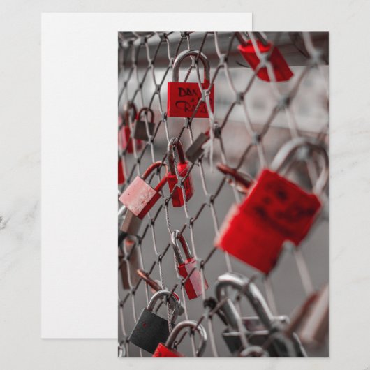 Red Liebe Padlocks Briefpapier (Vorne/Hinten)