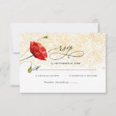 Red Liebe Poppy Romantic Wedding RSVP Card Karte (Vorderseite)