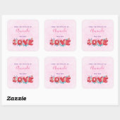 Red Liebe Text in Fettschrift Blockbuchstaben Küch Quadratischer Aufkleber (Blatt)