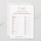 Red Liebe Unfinity Wedding Libs Game (Rückseite)