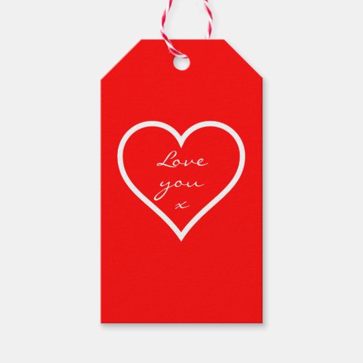 Red Liebe You Gift Tag Geschenkanhänger (Vorderseite)