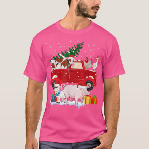 Red Lieferwagen Truck Bauernhof Weihnachtskostümma T-Shirt