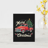 Red Lieferwagen Truck Frohe Weihnachtsbaum Winterf Karte (Gelbe Blume)
