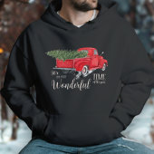 Red Lieferwagen Truck Tartan Niedlicher Weihnachts Hoodie
