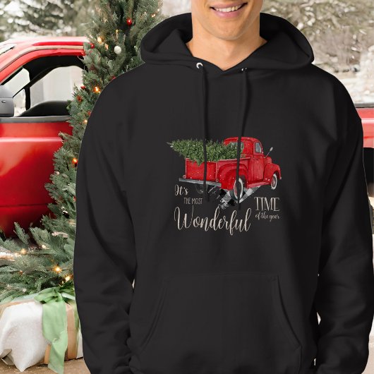 Red Lieferwagen Truck Tartan Niedlicher Weihnachts Hoodie