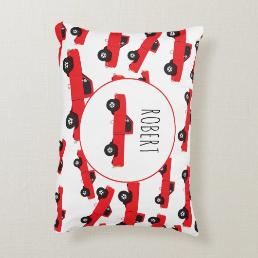 Red Lieferwagen Truck Transportfahrzeuge Boys Name Dekokissen (Rückseite(Vertikal))