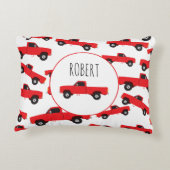 Red Lieferwagen Truck Transportfahrzeuge Boys Name Dekokissen (Rückseite)