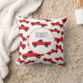 Red Lieferwagen Truck Transportfahrzeuge Boys Name Kissen (Decke)