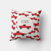 Red Lieferwagen Truck Transportfahrzeuge Boys Name Kissen (Rückseite)