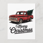 Red Lieferwagen Truck Weihnachtsbaum Weihnachten Begleitkarte (Vorderseite)