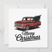 Red Lieferwagen Truck Weihnachtsbaum Weihnachten Einladung (Rückseite)