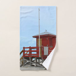 Red Lifeguard Tower No Lifeguard Handtuch