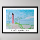 Red Light House am Strand Poster (Vorne)