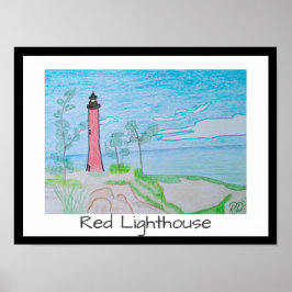 Red Light House am Strand Poster