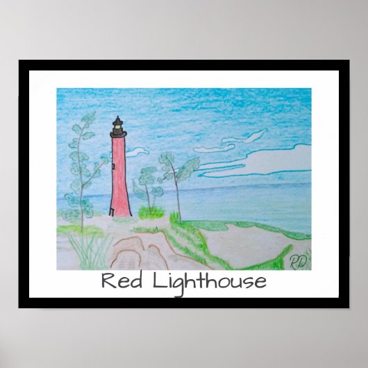 Red Light House am Strand Poster (Vorne)