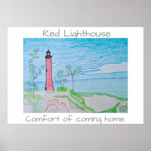 Red Light House am Strand Poster (Vorne)