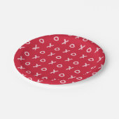 Red & Light Pink X O XO XO Niedlich Pappteller (Schrägansicht)