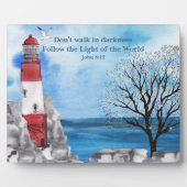 Red Lighthouse Aquarellfarben Fotoplatte (Vorderseite)