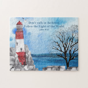 Red Lighthouse Aquarellfarben Puzzle