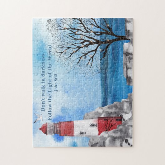 Red Lighthouse Aquarellfarben Puzzle (Vertikal)