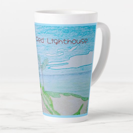 Red Lighthouse Blue Kontur Milchtasse (Rechte Ecke)