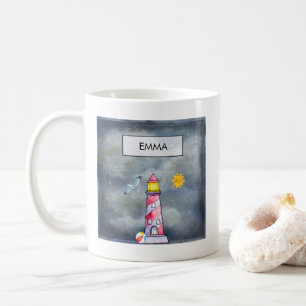 Red Lighthouse mit einem Stormy Background Custom Kaffeetasse
