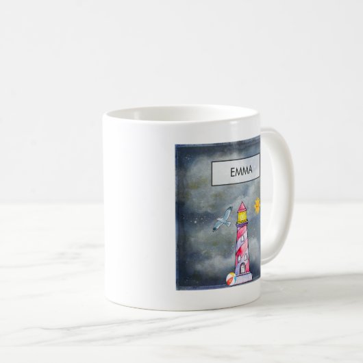 Red Lighthouse mit einem Stormy Background Custom Kaffeetasse (VorderseiteRechts)