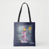 Red Lighthouse mit einem Stormy Background Custom Tasche (Vorderseite)