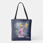 Red Lighthouse mit einem Stormy Background Custom Tasche (Rückseite)