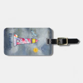 Red Lighthouse mit einem Stormy Background Gepäckanhänger (Vorderseite horizontal)