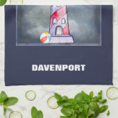 Red Lighthouse mit einem Stormy Background Handtuch (Gefaltet)