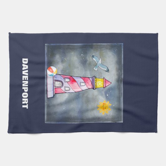 Red Lighthouse mit einem Stormy Background Handtuch (Horizontal)