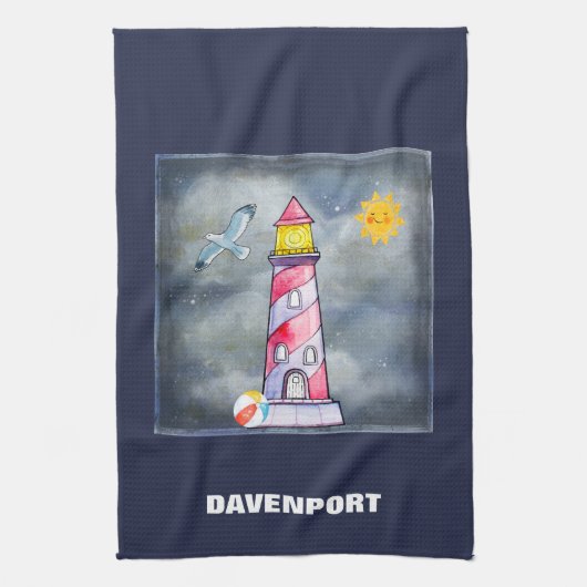 Red Lighthouse mit einem Stormy Background Handtuch (Vertikal)