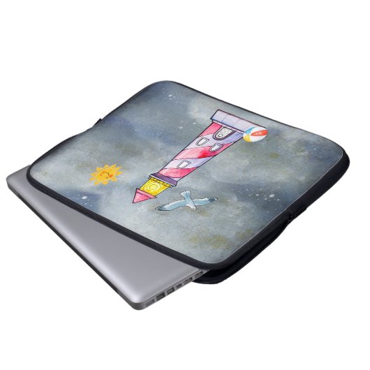 Red Lighthouse mit einem Stormy Background Laptopschutzhülle (Vorne Knopf)