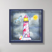Red Lighthouse mit einem Stormy Background Leinwanddruck (Vorderseite)